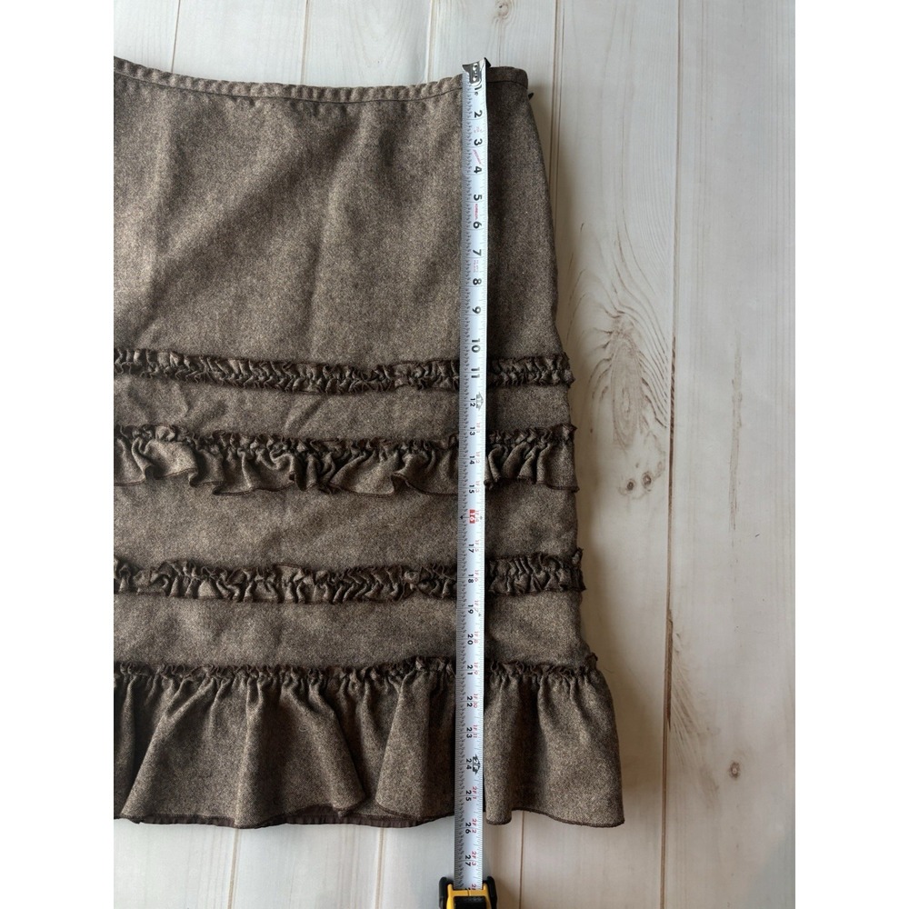 LOFT‎ Ann Taylor Size 14 Brown Wool Tiered Ruffle A-Line Side Zip Skirt 0636 - Picture 4 of 8